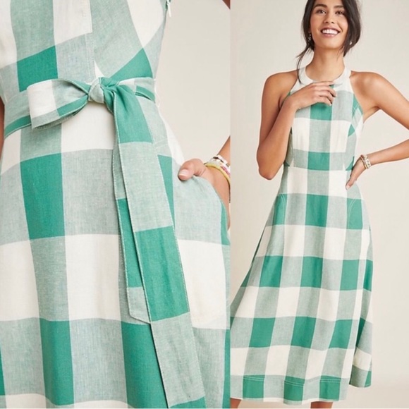 Anthropologie Maeve Greta Gingham Midi Dress - Picture 2 of 13